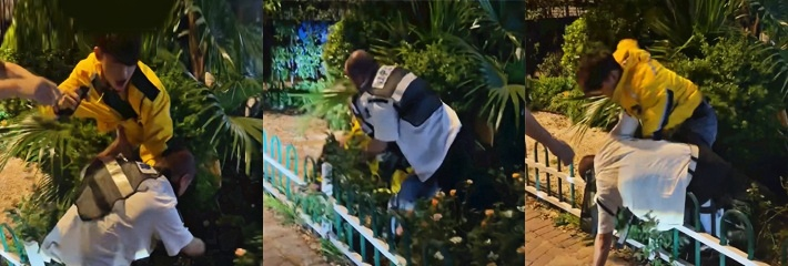 广州茂名博文小区 外卖员与保安花坛战争 暴打视频流出警方已介入