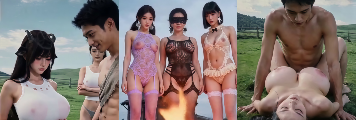 AI成人短剧 校园宠物玩家 4-5集 牛角巨乳宠物妹 牧场开操被颜射一脸