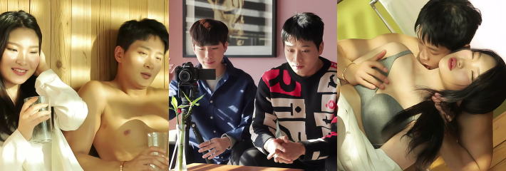 韩国三级片 像拍电影一样做爱  失业欧巴组队拍片 选中极品双女神 别墅镜头前激情做爱