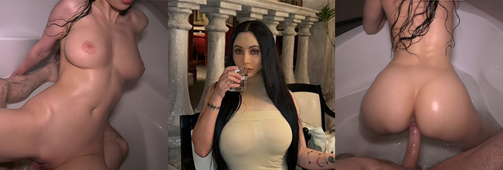 OF欧美巨乳福利姬 MiniDiva 与马甲线健身教练 浴缸内激情交环 湿身诱惑骚气十足